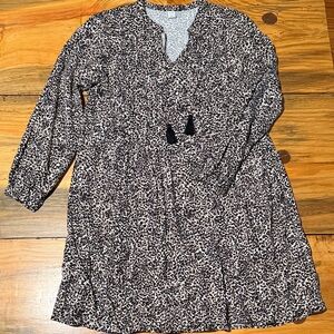 Old Navy Brown and Black Leopard-Print V-Neck Tunic Dress